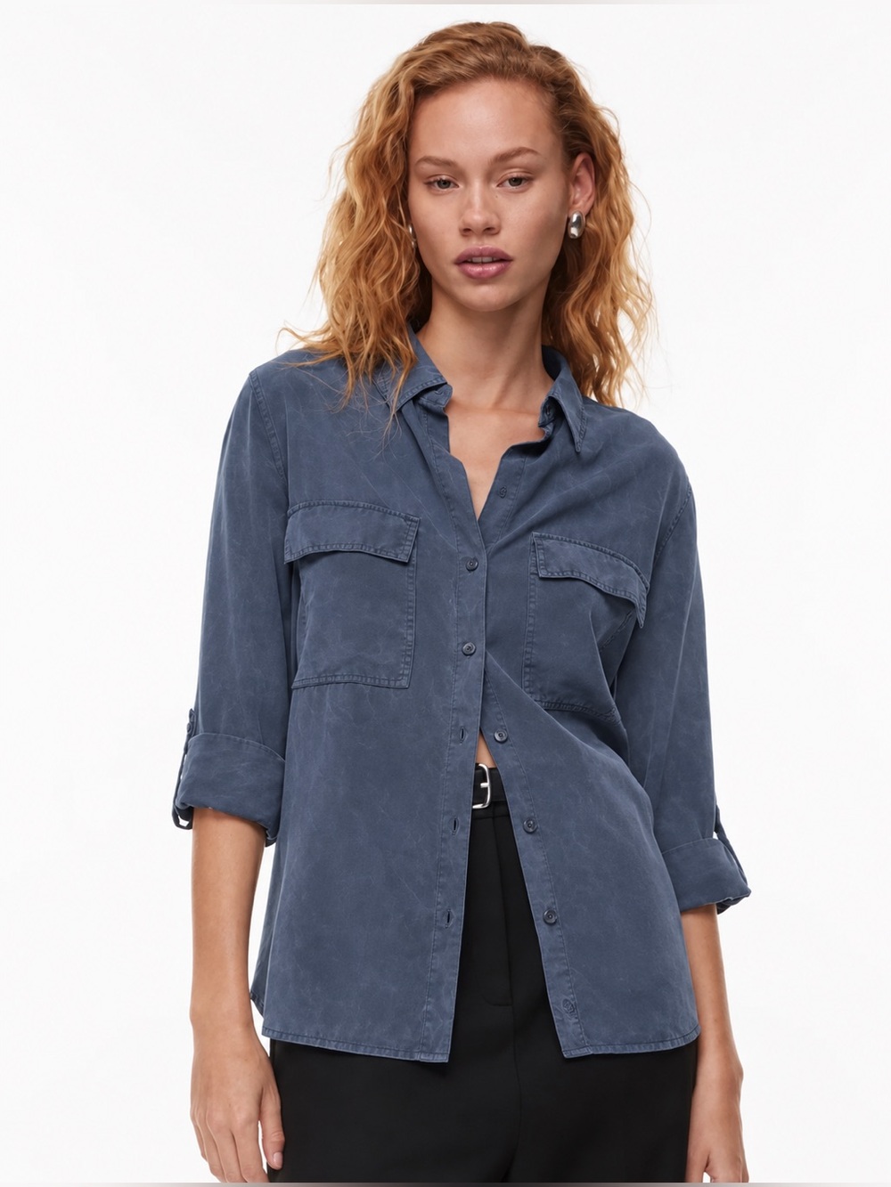 Aritzia Babaton Utility Shirt Blue Size Small